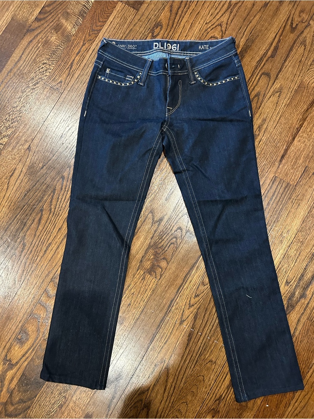 DL1961 Kate Straight Leg Jeans in Dark Blue Denim